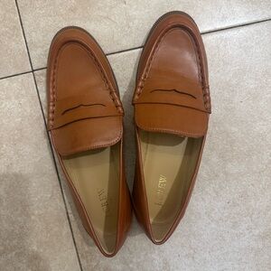 J. Crew Women's Leather Penny Loafers in Cognac